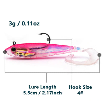 Soft Fishing Lures with Lead Head Jigs – Bass & Trout (Several quantities and colours available) Habicare