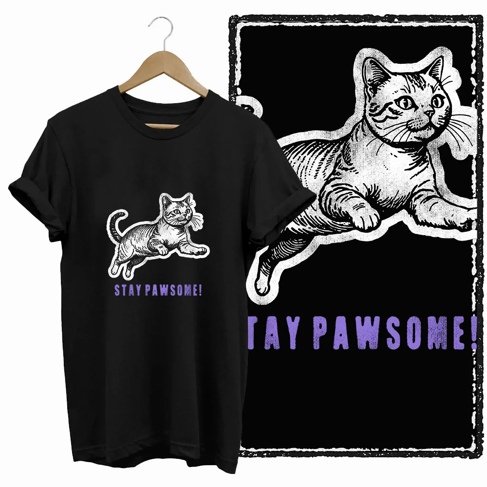 COOLMIND Cat Lover Graphic Cotton T-Shirt | Women's Relaxed Fit