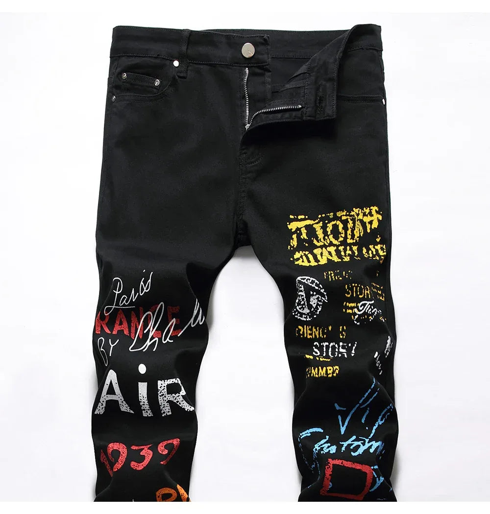 Men's Stylish Jeans Featuring Unique Letter Prints and patterns - ShopHub