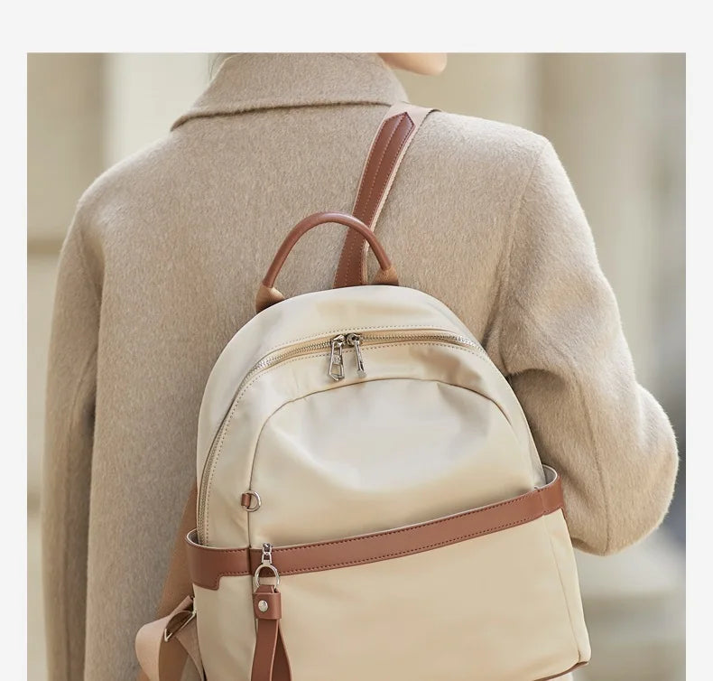 ZOOLER Oxford & Leather Female Letter Backpack