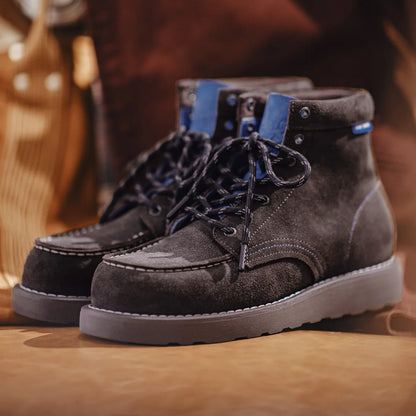 Maden Men's Vintage Brown Cow Suede Work Boots