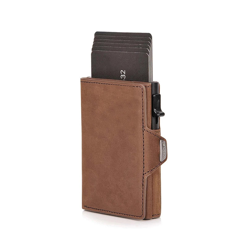 100% Crazy Horse Genuine Leather Men's Wallets - Rfid Card Holder