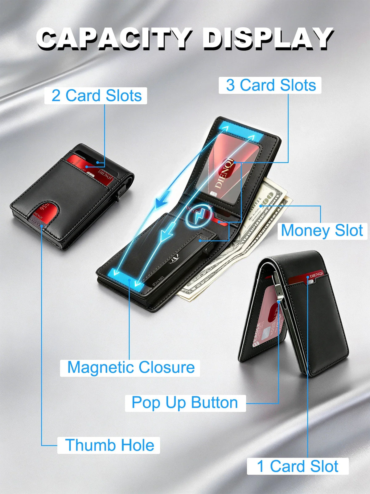 Carbon Fiber Wallet Magnetic Card Holder RFID Automatic Pop Up Case Id Bank Credit Cardholder Money Bag Bifold Wallets for Men