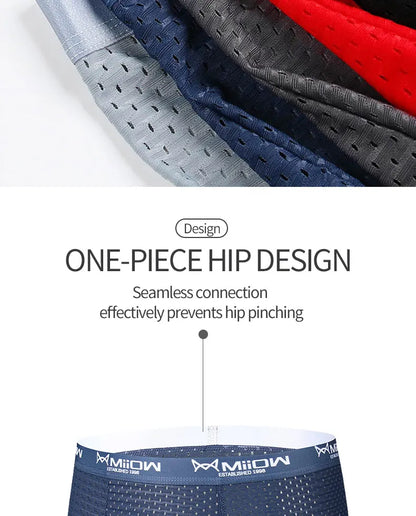 MiiOW Ice Silk Men Underwear - 3Pcs Sexy Mesh Breathable Boxer Shorts