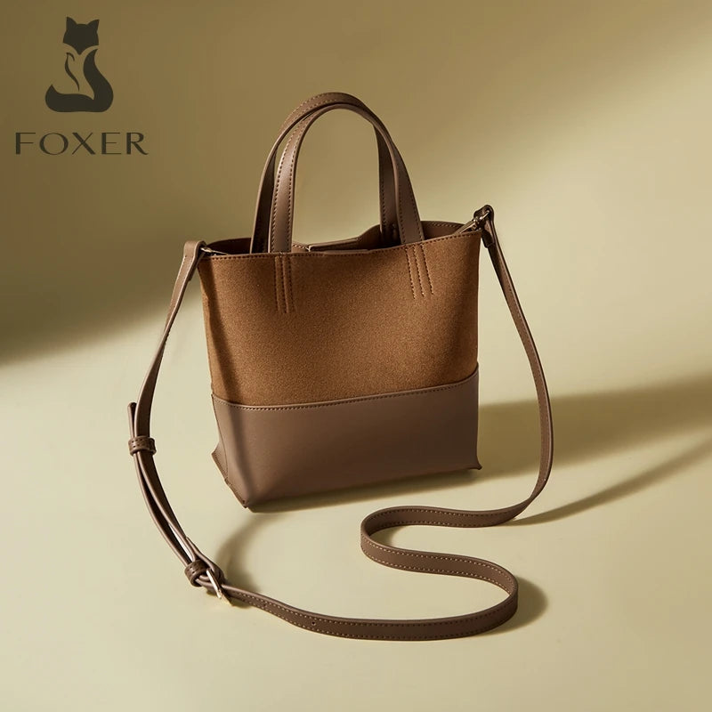 FOXER PU Leather Women's Handbag 2026 Stylish Retro Tote Bag Large Capacity Shoulder Bag for Daily Commute