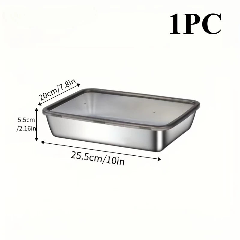 1-6Pcs Stainless Steel Food Containers with Black Lids