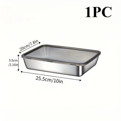 1-6Pcs Stainless Steel Food Containers with Black Lids