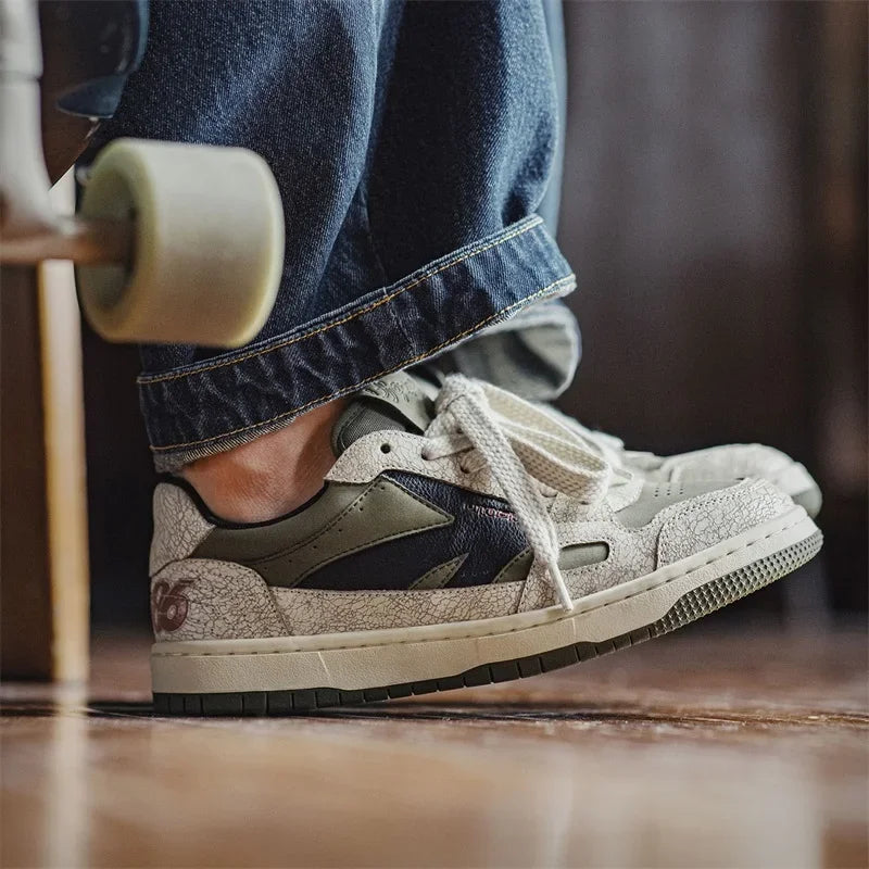 Vintage Crackle Men's Skate-Style Sneakers