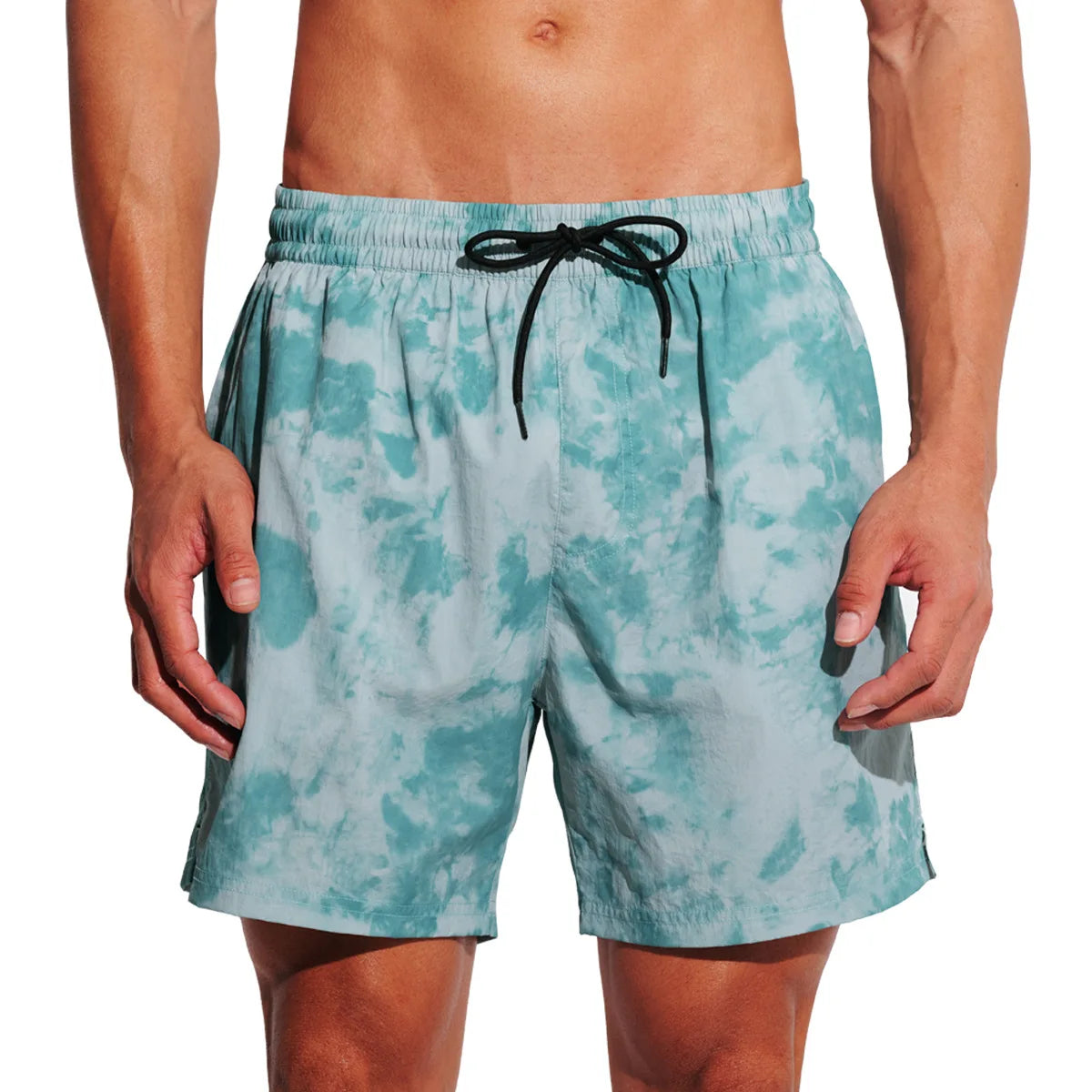 DESMIIT S102A Printed Swim Shorts with Back Zipper Pocket