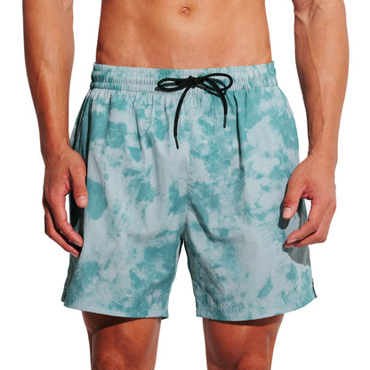 DESMIIT S102A Printed Swim Shorts with Back Zipper Pocket