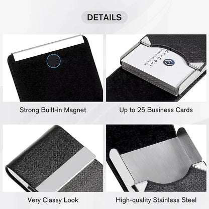 RFID Business Credit Card Holders Luxury Leather Men Wallets Metal Bank Cardholder Case Storage Visit Purses Minimalist Wallet