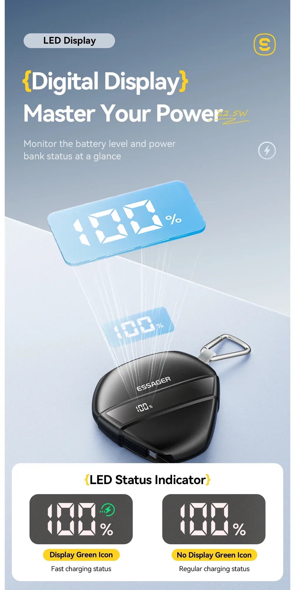 Essager 10000mAh Digital Display Power Bank - ShopHub