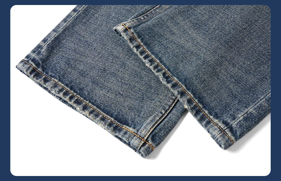 SIMWOOD High Standard 2026 Spring New 13oz Cotton Hemp Washed Vintage Jeans for Men,Classic Retro Casual Denim Trousers