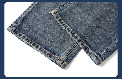 SIMWOOD High Standard 2026 Spring New 13oz Cotton Hemp Washed Vintage Jeans for Men,Classic Retro Casual Denim Trousers