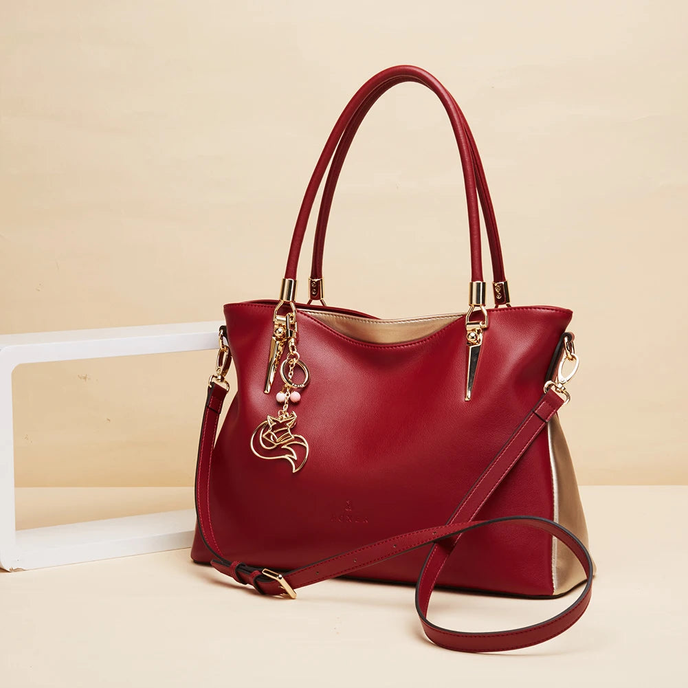 FOXER Leather Women's Shoulder Bag Cowhide Leather Crossbody Bag Luxury Female Handbag Tote Purse Festival Gift for Wife,Mom
