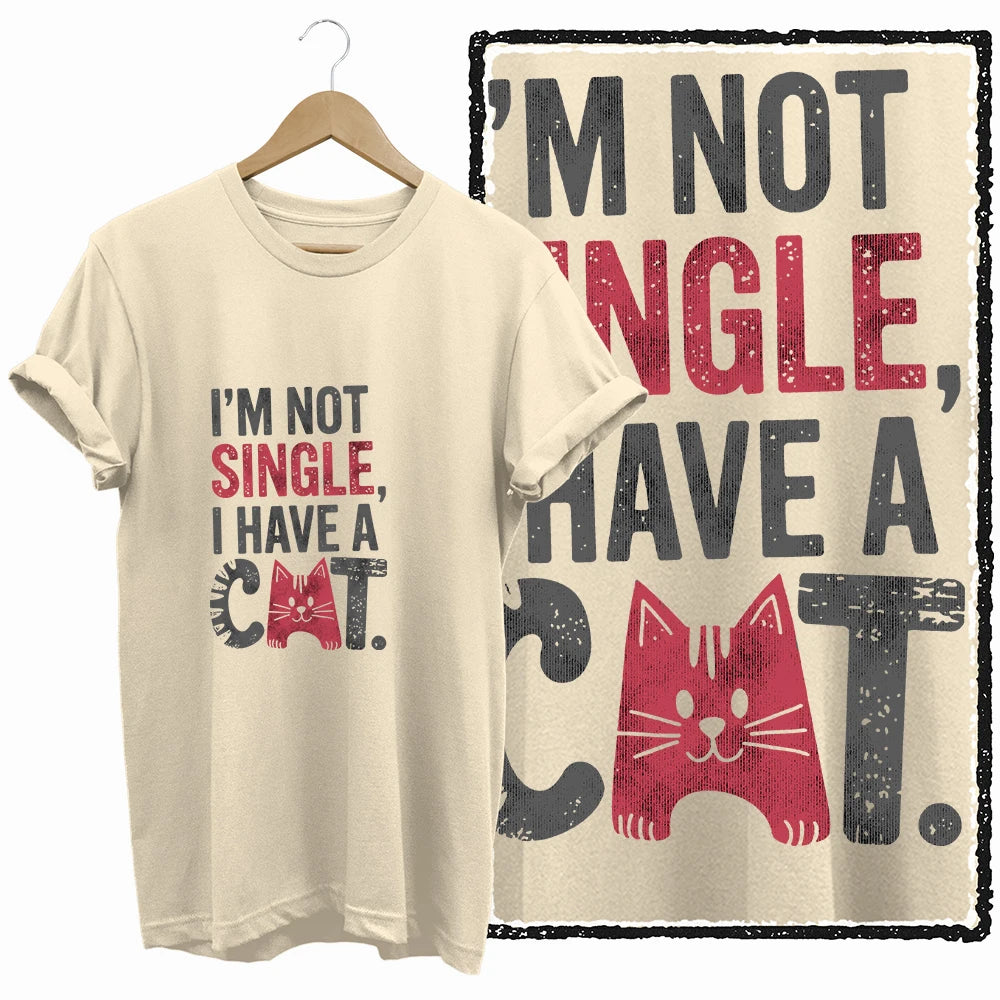 COOLMIND 100% Cotton Beige Cat Print Exclusive Graphic Women T Shirt Big Size Loose Cotton Cat Lover Women T Shirt Lovely Cat Te