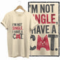 COOLMIND 100% Cotton Beige Cat Print Exclusive Graphic Women T Shirt Big Size Loose Cotton Cat Lover Women T Shirt Lovely Cat Te