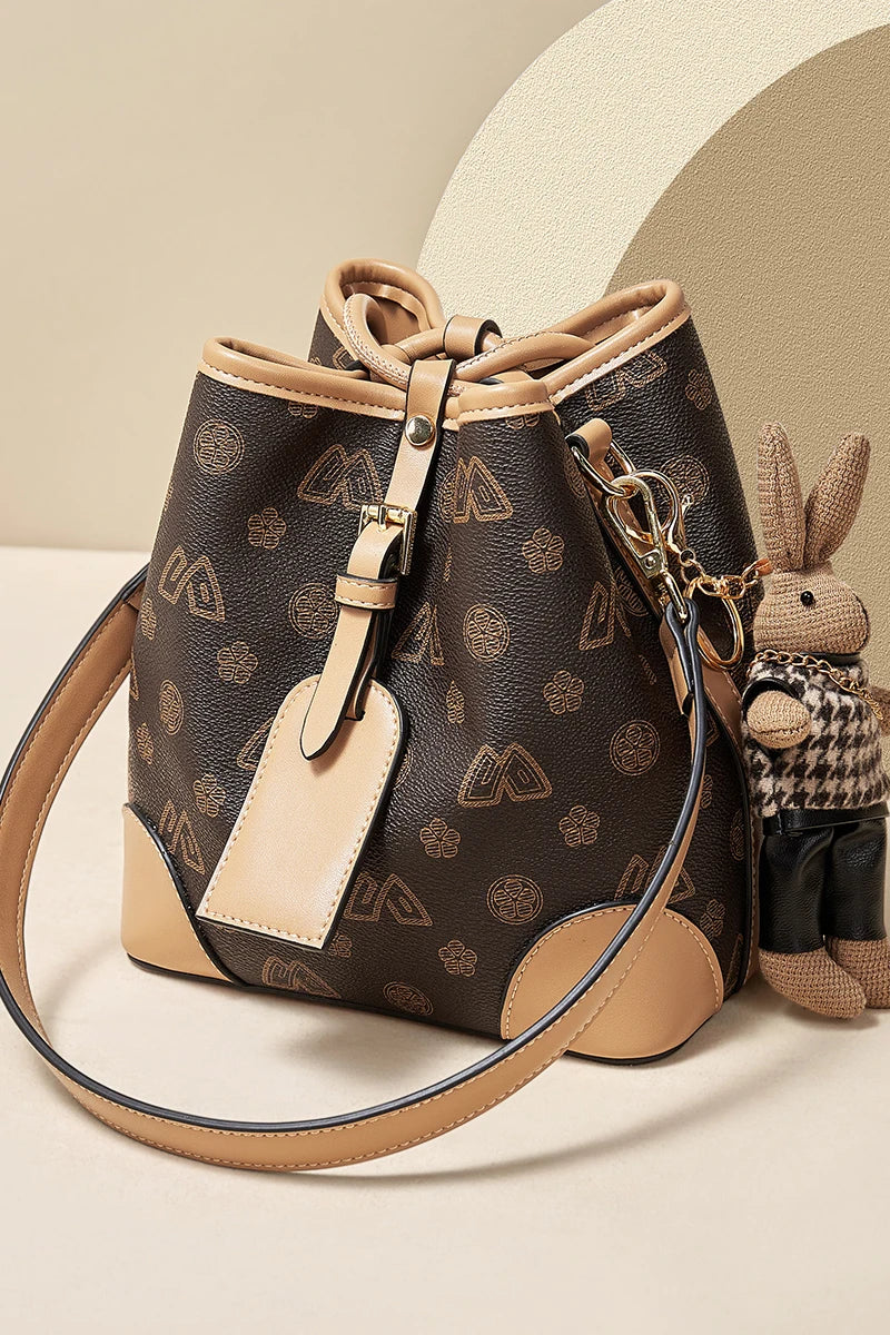 FOXER Women Fashion Crossbody Bag Bucket Shoulder Handbag Purse for Lady Gift for Wife Girlfriend
