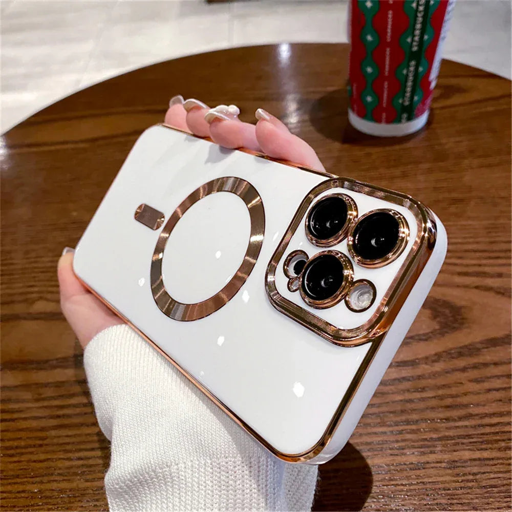 QIXTWO Luxury Plating Solid Colour Magnetic Wireless Charge Case - ShopHub