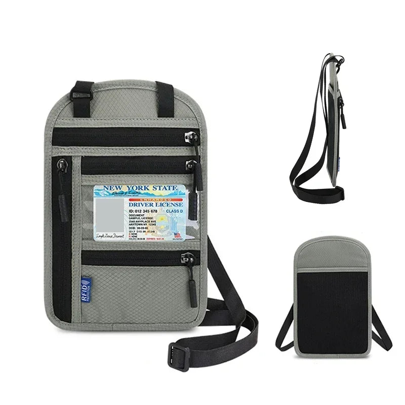 RFID Passport Holder Travel Anti-Theft Neck Pouch