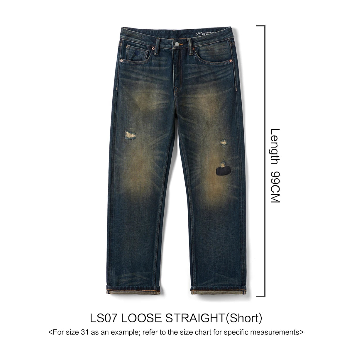 SIMWOOD 2026 Spring New Loose Straight 16oz Heavyweight Selvedge Denim Jeans Men Vintage Distressed Ripped Jeans