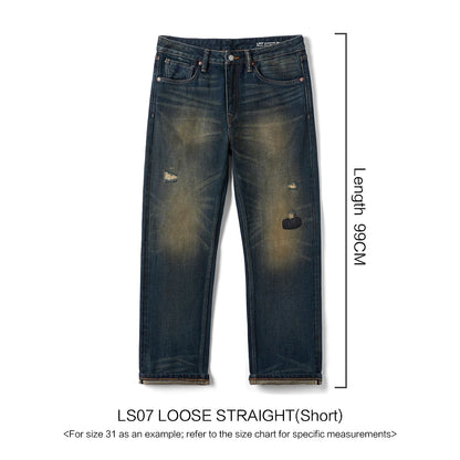 SIMWOOD 2026 Spring New Loose Straight 16oz Heavyweight Selvedge Denim Jeans Men Vintage Distressed Ripped Jeans