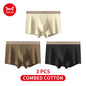 MiiOW 3Pcs Men's Cotton Underwear Antibacterial Breathable Crotch Soft Boxershorts