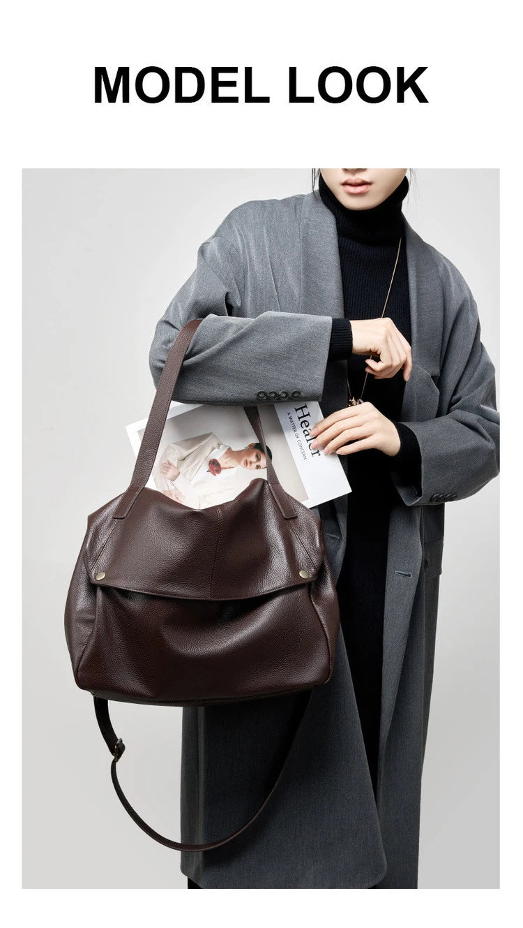 FOXER Genuine Leather Shoulder Bag for Women Large Capacity Handbag Female Casual Tote Bag Computer Bag Crossbody Purse as Gift