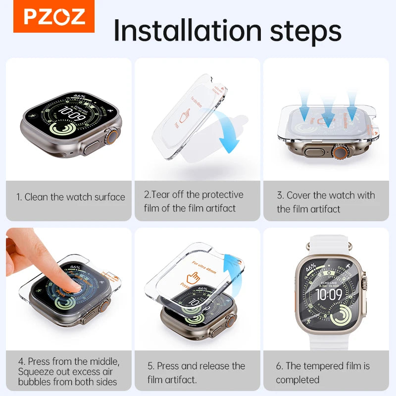 PZOZ Apple Watch Ultra 49mm Tempered Glass Screen Protector – 2-Pack