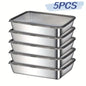 1-6Pcs Stainless Steel Food Containers with Black Lids