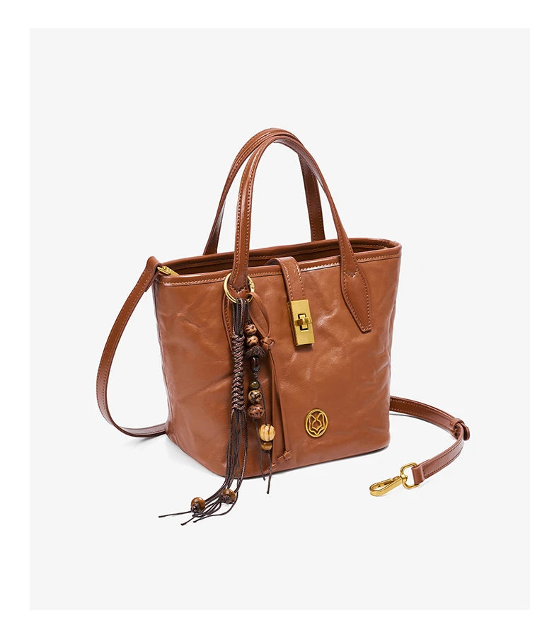 FOXER Vintage Wrinkle Leather Tote Bag