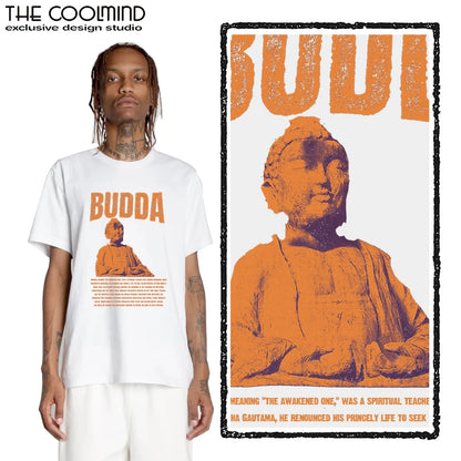 COOLMIND U0003 Buddha Statue Graphic Cotton Tee