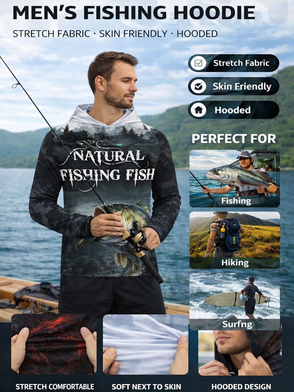 Men’s Long Sleeve Fishing Hoodie ShopHub