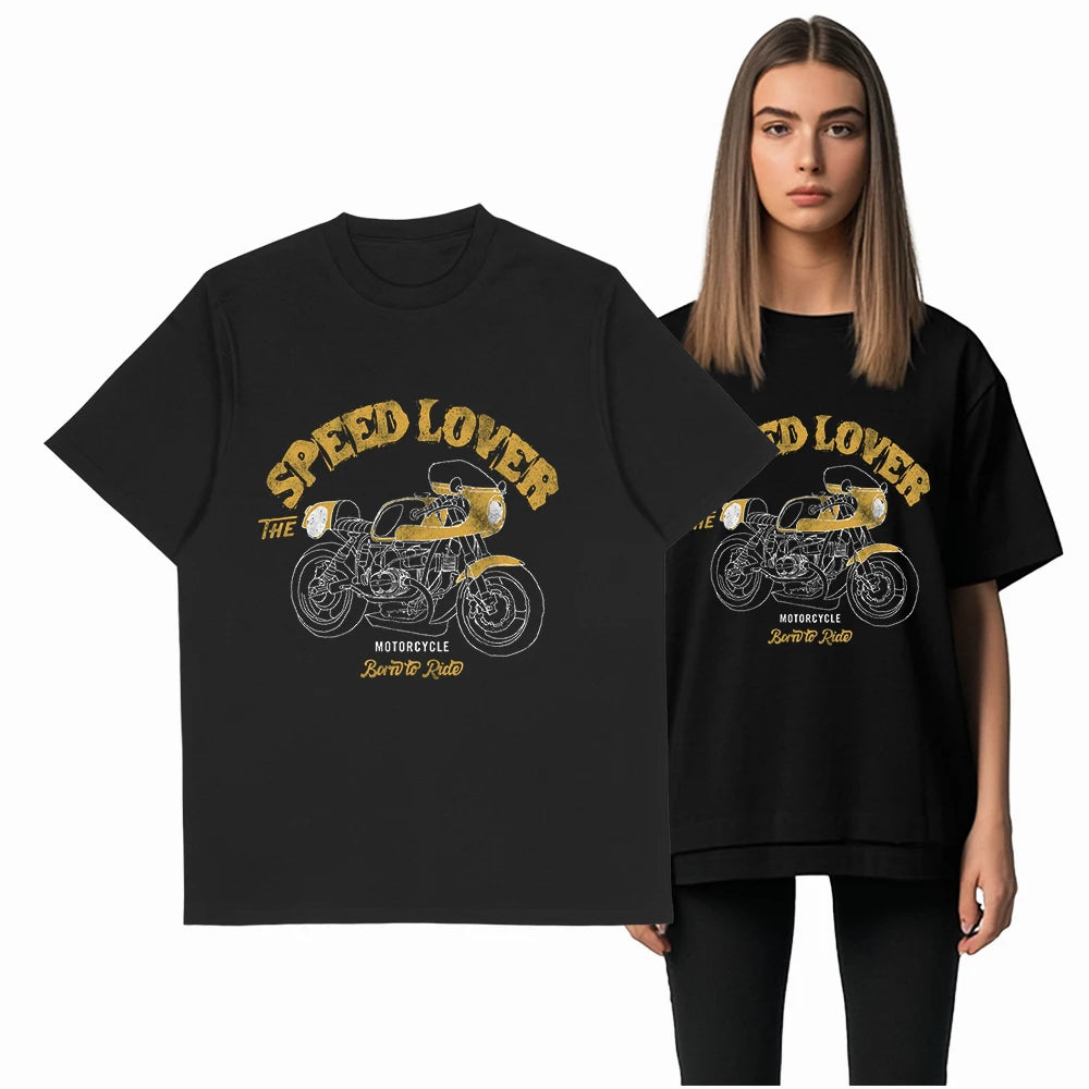 COOLMIND Retro Motor Graphic Cotton T-Shirt | Unisex