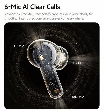 QCY MeloBuds N20 Earphones - Wireless Bluetooth 6.0 with 13mm Drivers and 50dB Adaptive Hybrid Noise Cancelling, 40Hrs Battery Life - ShopHub