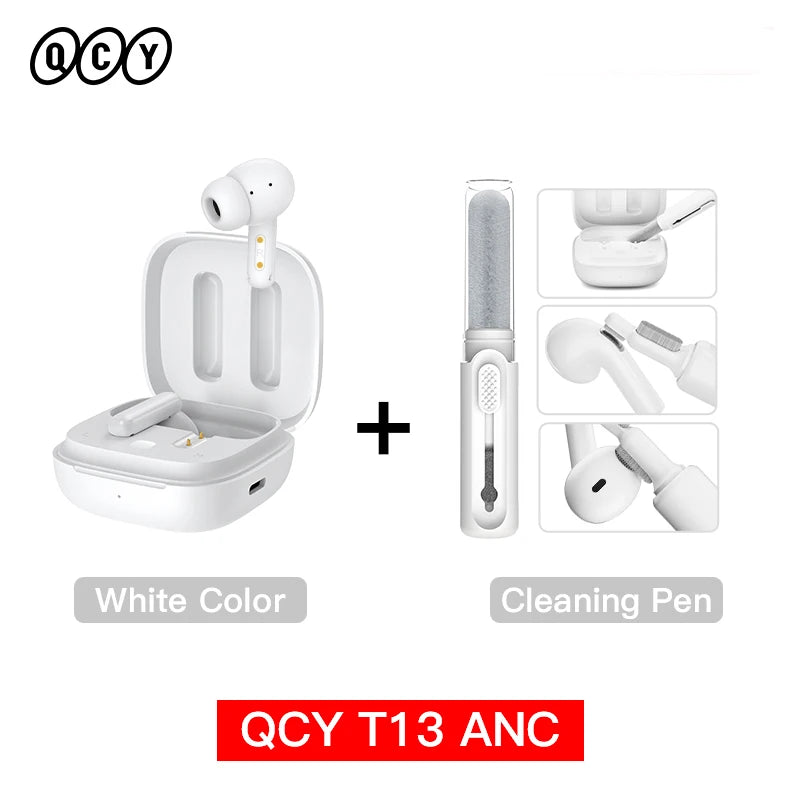 QCY T13 ANC Wireless Earphones Bluetooth 5.3 with 28dB Active Noise Cancellation and 4 Mics ENC for Low Latency TWS Experience - ShopHub
