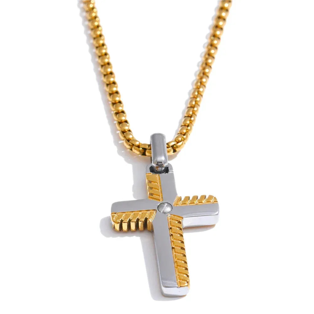 Stainless Steel Creative Cross Pendant Necklace - ShopHub