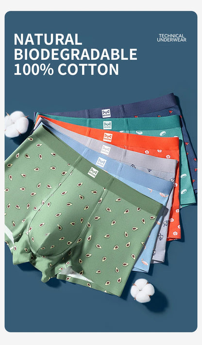 MiiOW Men's Underwear Set 3Pcs Antibacterial Funny Printed Boxers Briefs