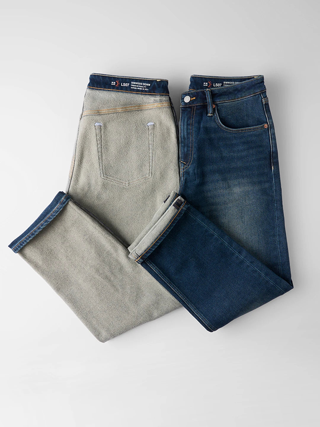 SIMWOOD 2026 Spring New 15oz Warm Micro Fleece Lining Jeans Men Loose Straight Plus Size Denim Trousers