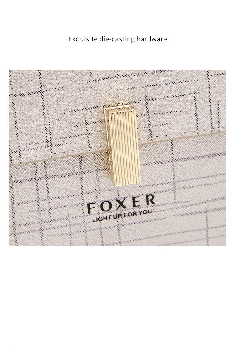 FOXER Female Shoulder Bag Split Leather Crossbody Bag Fashion Luxury Design Saddle Bag Commute Daily Use Gift for Lover