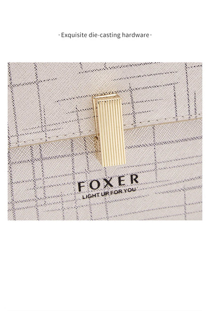 FOXER Female Shoulder Bag Split Leather Crossbody Bag Fashion Luxury Design Saddle Bag Commute Daily Use Gift for Lover