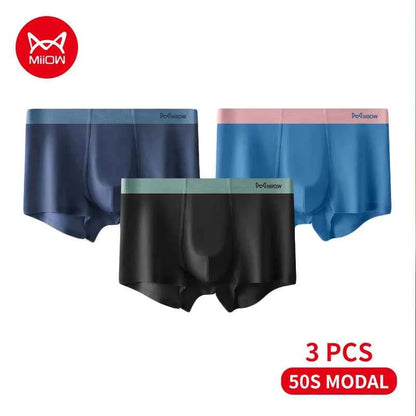 MiiOW Modal Men's Boxer Briefs 3pcs Set - Silky 50S Antibacterial Underwear