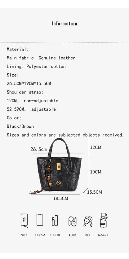 FOXER Vintage Wrinkle Leather Tote Bag