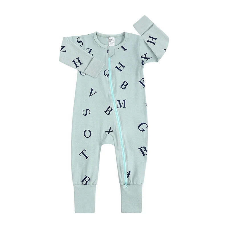 Kids Tales Storytime Cotton-Blend Double-Zip Baby Romper