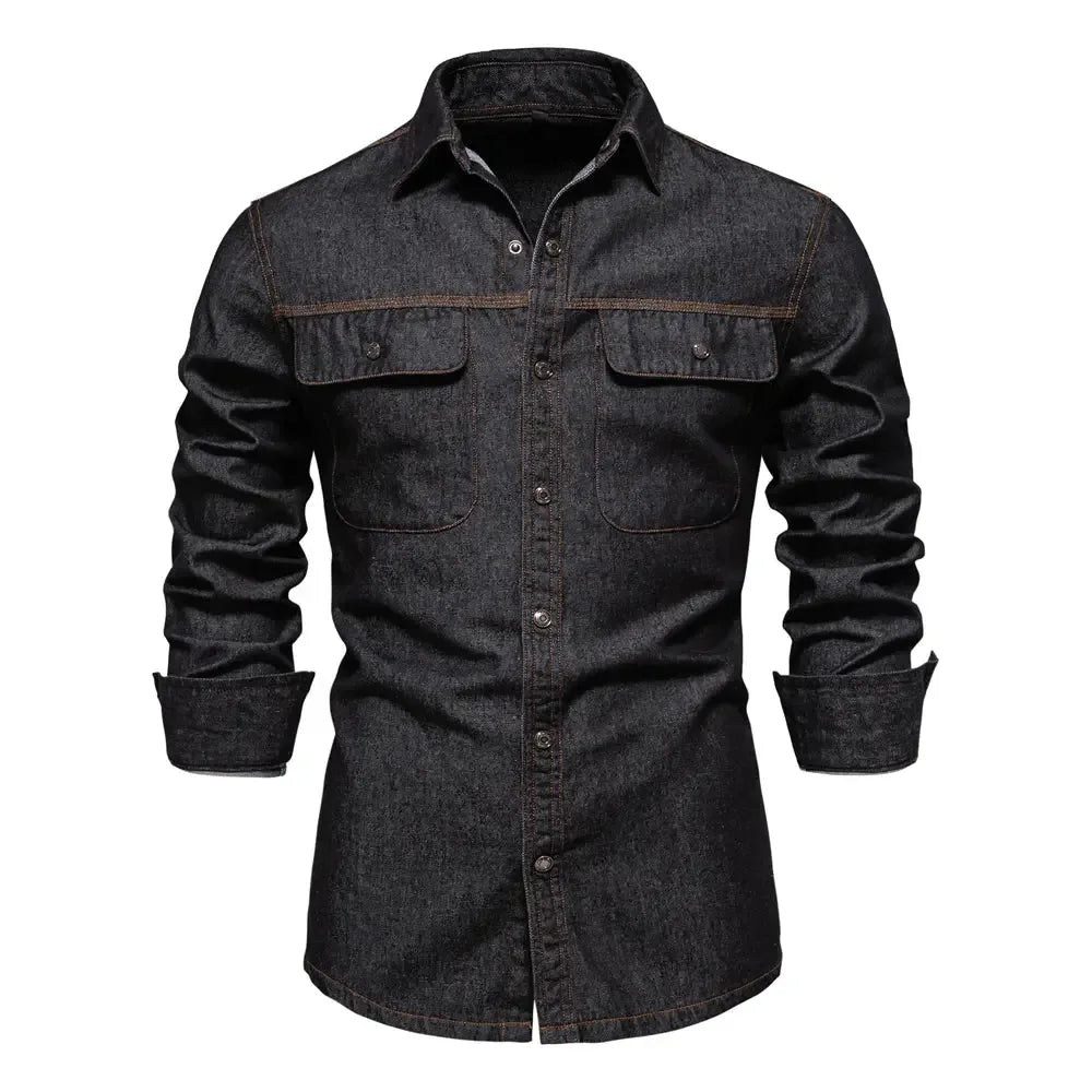 AIOPESON's 100% Cotton Denim Shirts - ShopHub