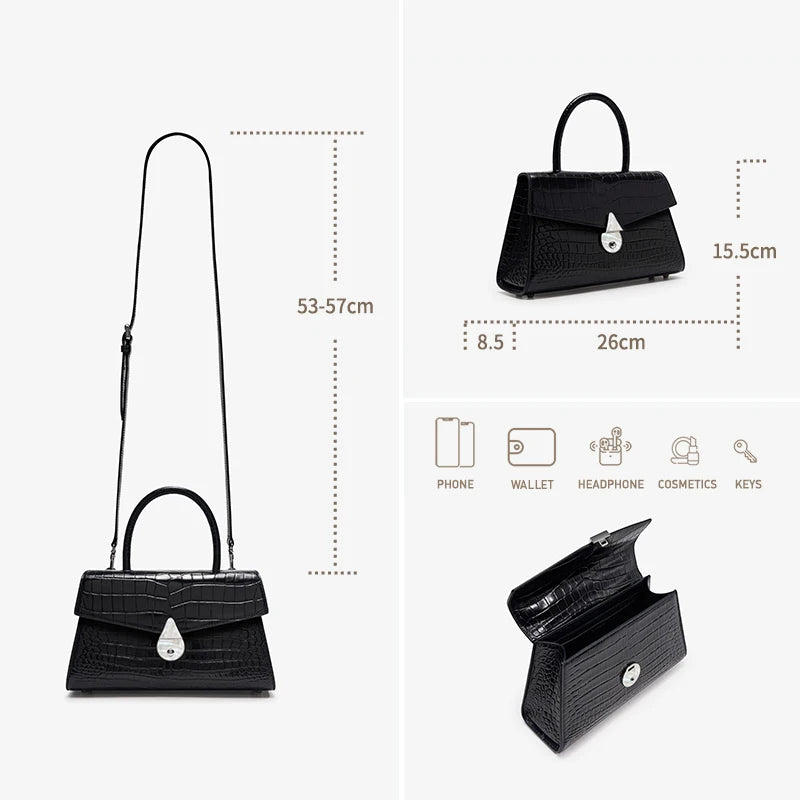 BAFELLI Crocodile-Pattern Leather Shoulder Bag