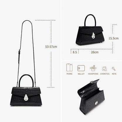 BAFELLI Crocodile-Pattern Leather Shoulder Bag
