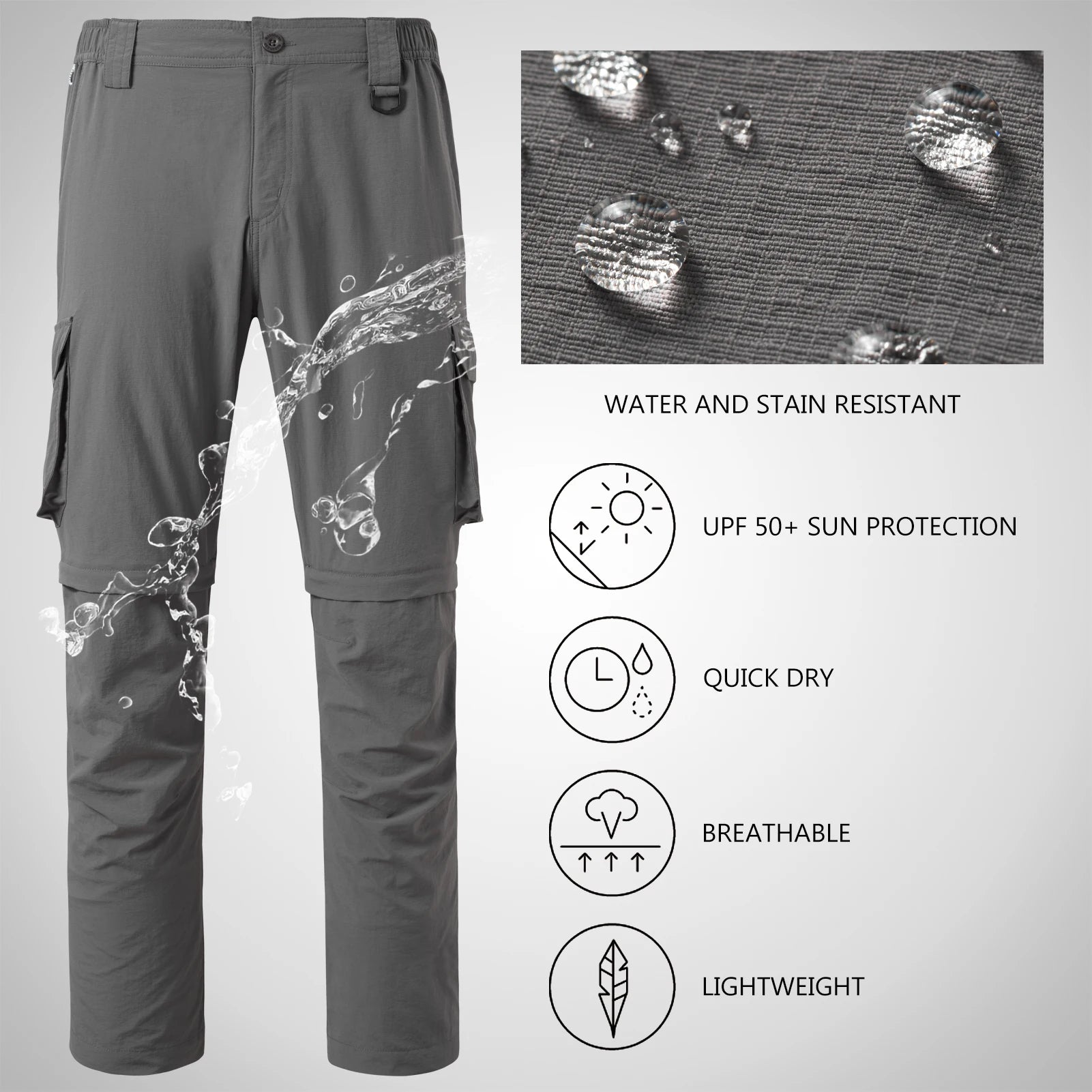 BASSDASH Men’s Outdoor Quick Dry Convertible Pants ShopHub