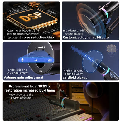 Bluedio S3000 Microphone - USB/XLR Dynamic Mic for Gaming, Streaming, and PS5/4 with Headphone Jack, RGB, and Mute Function