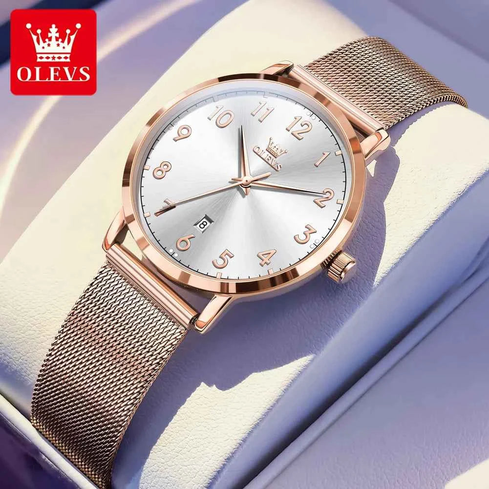 OLEVS 5653 Quartz Watch for Men and Women - Simple Original Waterproof Luminous Automatic Date Couple Gifts Reloj